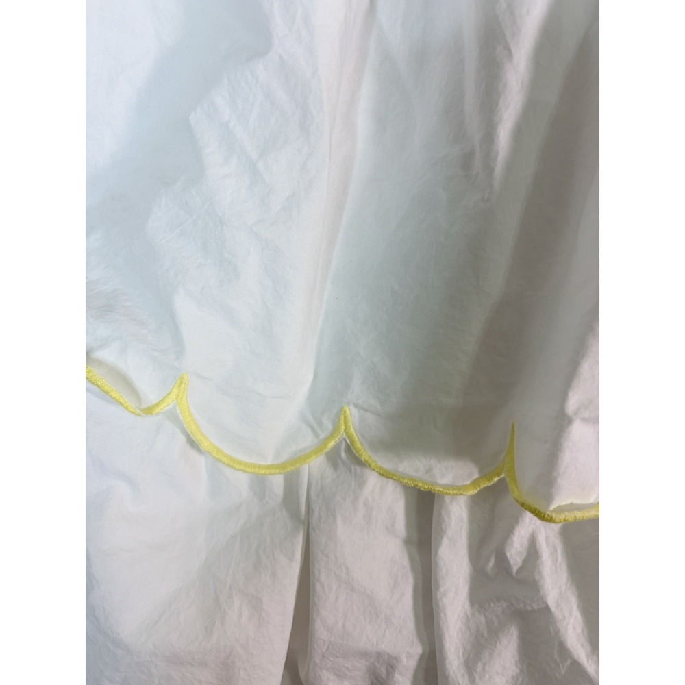 English Factory Women's White Solid Round Neck Puff Sleeve Midi A-Line Dress M - Picture 5 of 7